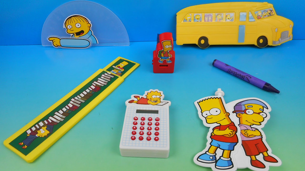2015 THE SIMPSONS BACK TO SCHOOL SET OF 6 BURGER KING COLLECTION