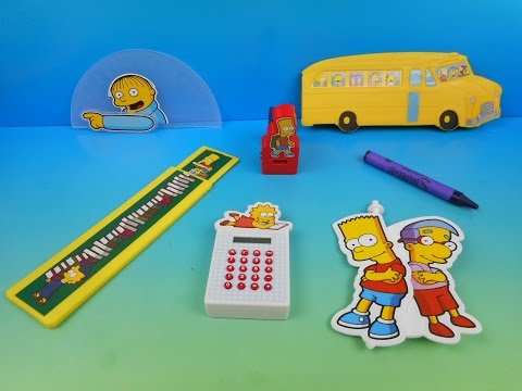 2015 THE SIMPSONS BACK TO SCHOOL SET OF 6 BURGER KING KIDS MEAL TOYS VIDEO REVIEW