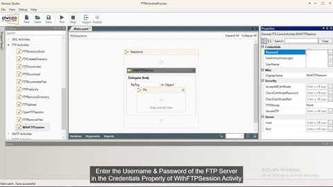 AIwozo Activity Tutorial: "With FTP Session" and "Create FTP Directory"