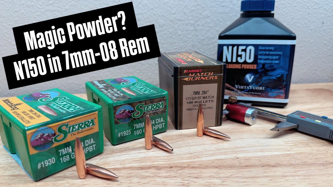 7mm-08 Reloading & Results N150 Sierra 168 Match 160 GameKing Barnes 171 Match Burner