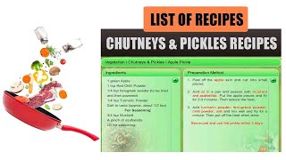 chutneys pickles recipes list of recipes indian recipes list cooking types of recipes