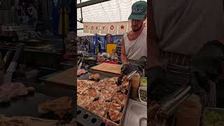 Grilling Chicken with Flat Bread. London Street Food.