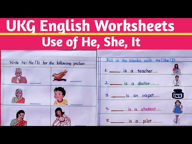 english worksheets for ukg 5 use of he she it he she it worksheets ukg worksheets eng teach youtube
