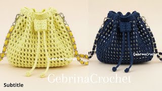 Cara Membuat Tas Rajut Serut Kekinian yang Lagi Banyak Di Cari // Crochet For Beginner friendly
