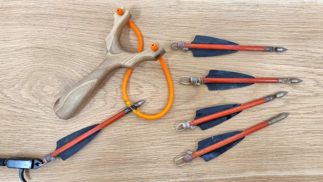 Accurate Walnut Slingshot with Darts - Archery Release