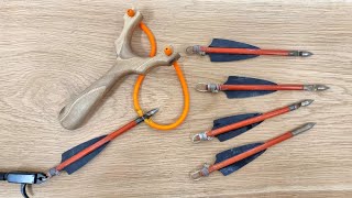 Accurate Walnut Slingshot with Darts - Archery Release