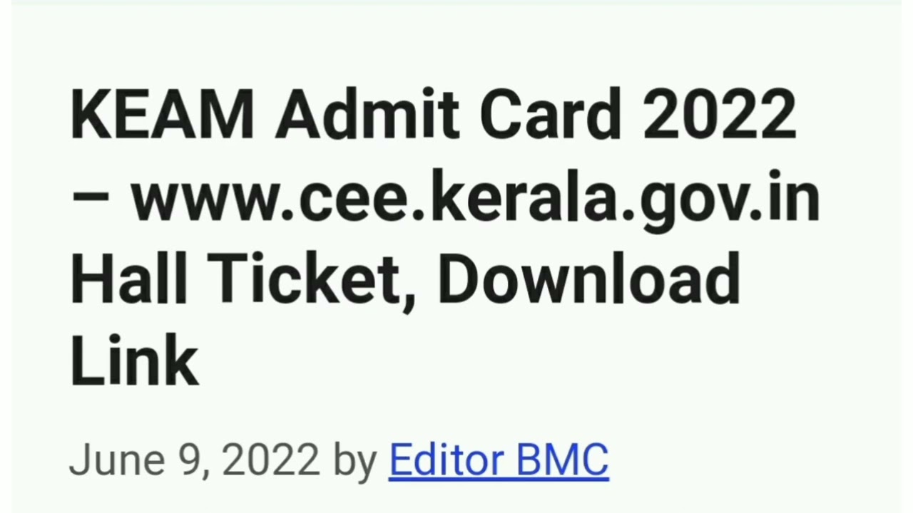 KEAM 2022 ADMIT CARD