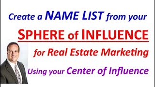 Use your Sphere of Influence for real estate marketing: Center of Influence.
