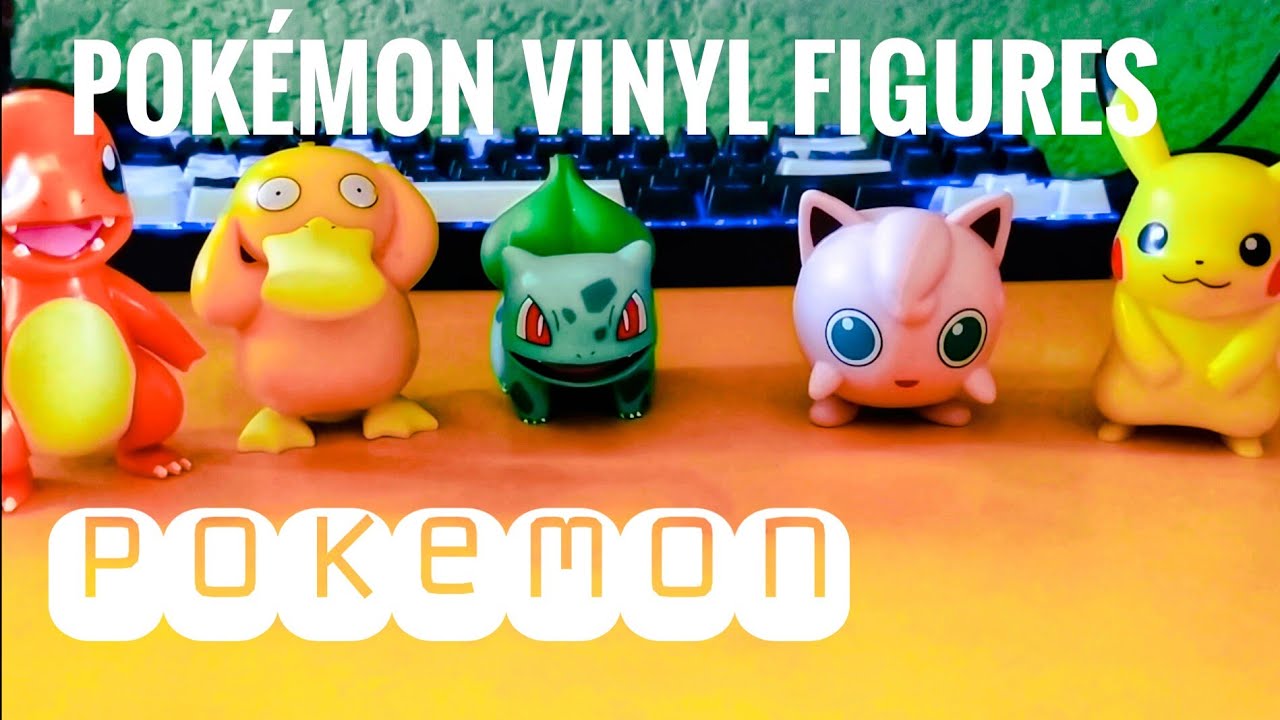 Pokemon Vinyl Figures - Pikachu, Bulbasaur, Charmander, jigglypuff, and Psyduck.