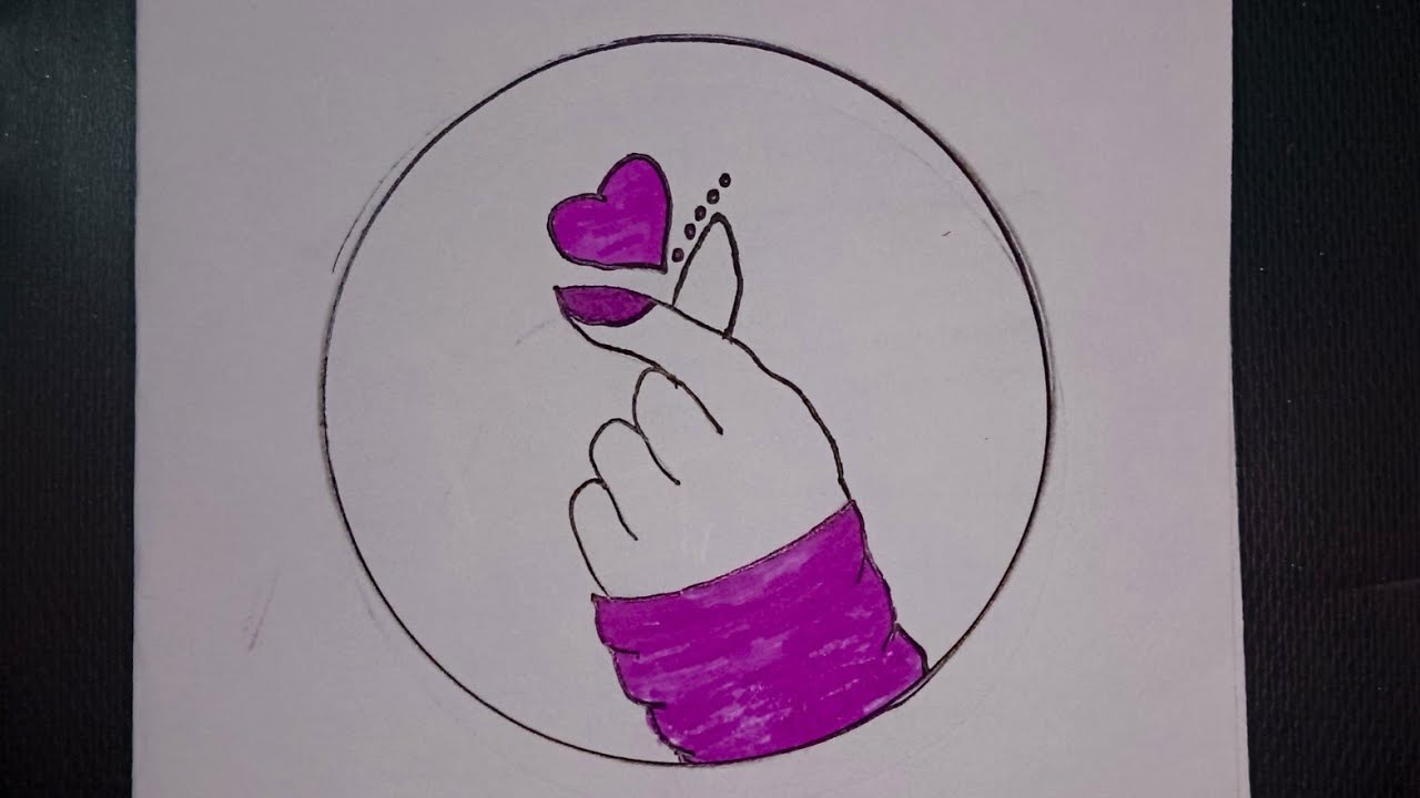 Tumblr Korean Heart Hand drawing / BTS drawing/How to draw Tumblr Korean Heart 