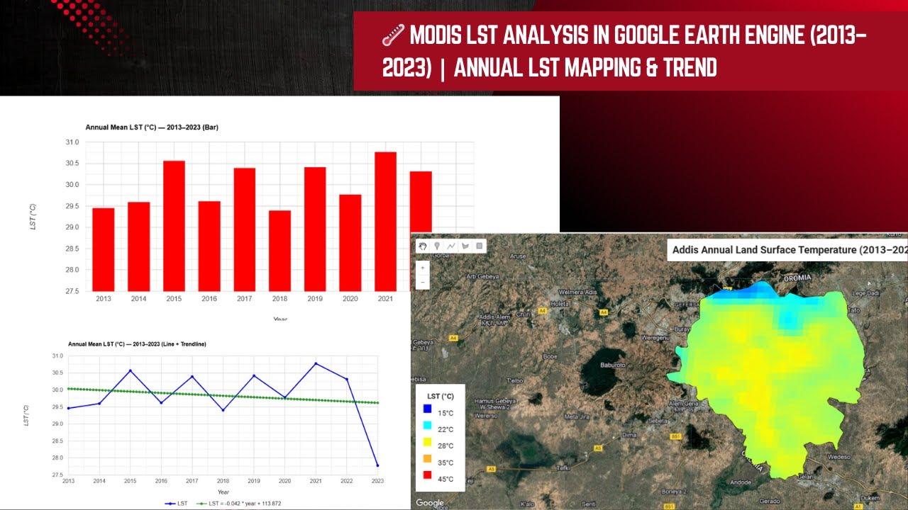 🌡️ MODIS LST Analysis in Google Earth Engine (2013–2023) | Annual LST ...