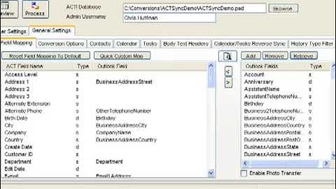 123 ACT! Sync General Settings