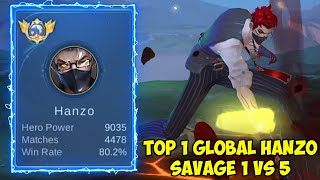 SAVAGE! Top 1 global Hanzo pake build dan custom emblem terbaru ini OP Parah! - hanzo mobile legend