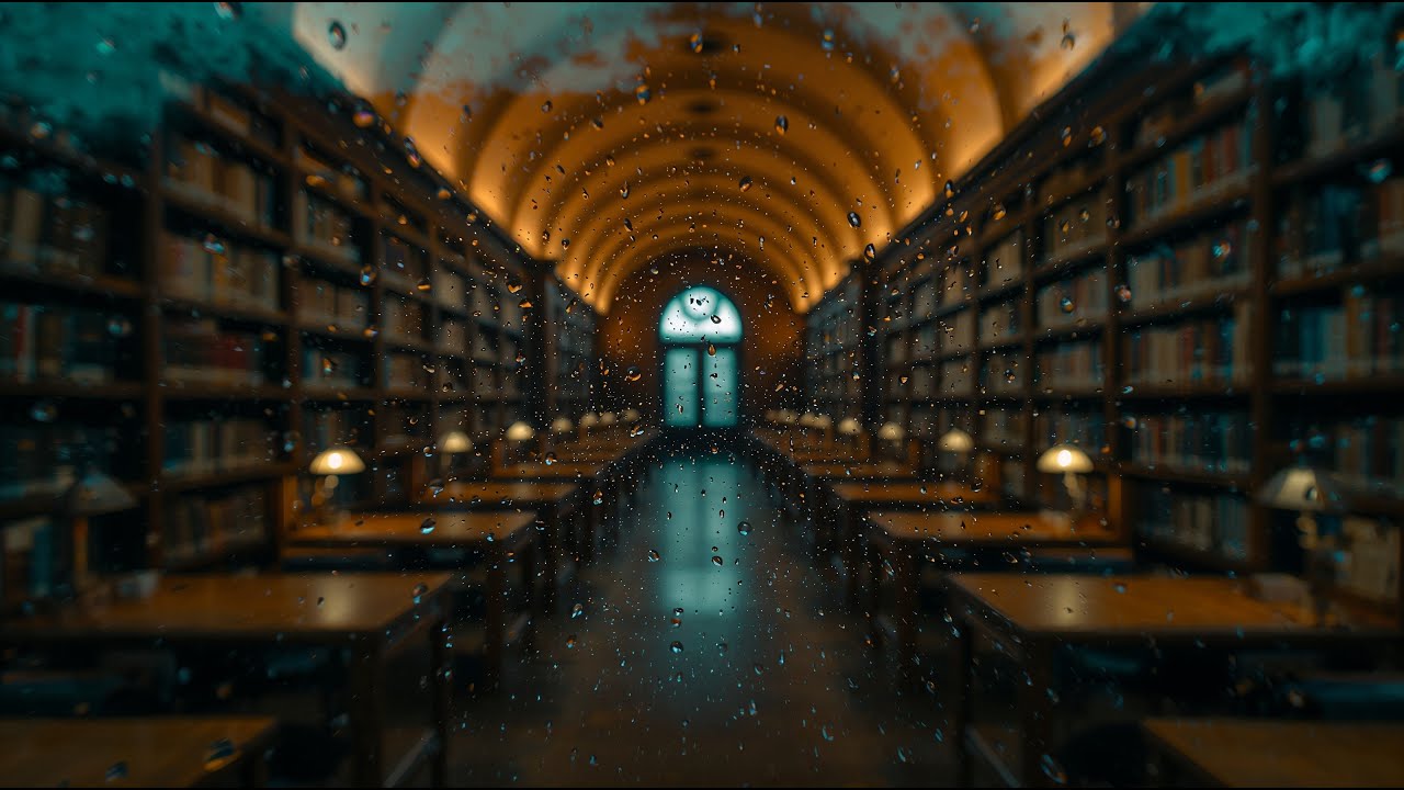 Night Library Lo-Fi 📚 Rainy Window & Lamp Glow | Study & Focus 1 Hour Mix