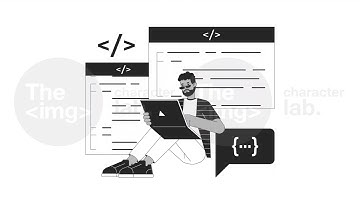 Back end development bw outline 2D animation