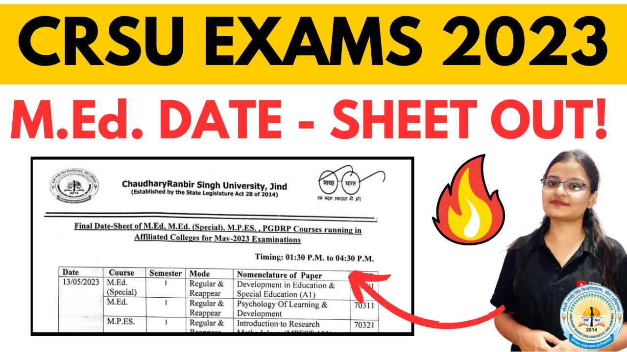 📌 HIDDEN DATESHEET 🤫 CRSU EXAMS DATESHEET MAY 2023 - M.Ed. Semester - 1 ✅