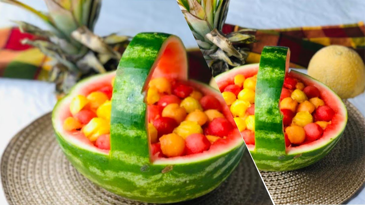 Easy Watermelon Fruit Basket Fruit Presentation YouTube