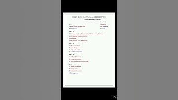 BE3251 - BASIC ELECTRICAL & ELECTRONICS ENGINEERING / APRIL_MAY 2025 / IMPORTANT QUESTIONS #exam