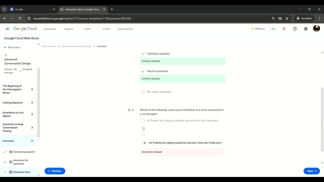 Google Cloud Skills Boost - Intonation Quiz | Final Quiz | Full Solution
