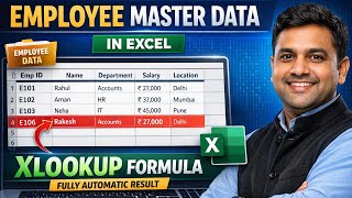 XLOOKUP Formula in Excel | Employee Master Data Real Life Example | Hindi