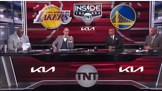 Shaq, Chuck and Kenny laughs at Anthony Davis for being in wheel chair.
