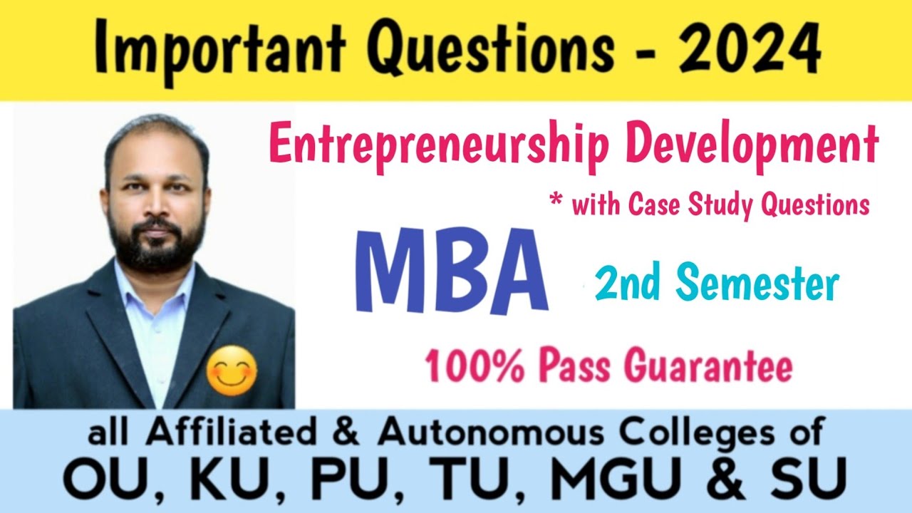 Entrepreneurship Development Important Questions 2024 MBA II 2nd sem ...