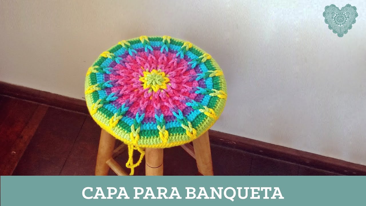 Criações em Crochê: Capa para banqueta | Luciana Ponzo
