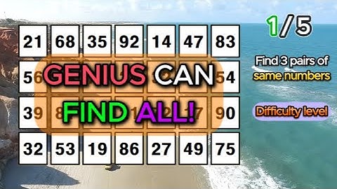 Find at least 1 pair!! Find 3 pairs of identical numbers /Dementia Prevention Quizzes/Tests.81
