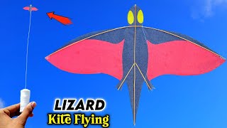 How To Make An Lizard Flying Kite , Homemade Dragon Kite , Bat Kite Flying