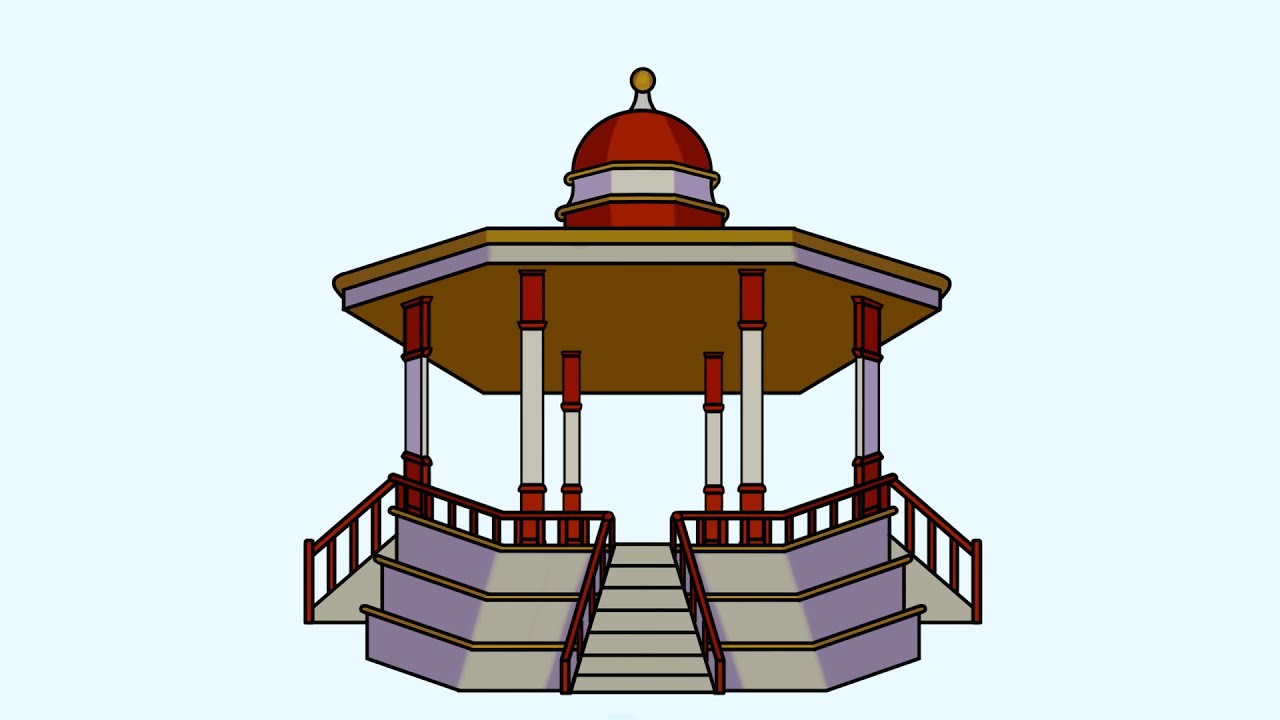 Dibujo paso a paso de un quiosco - YouTube