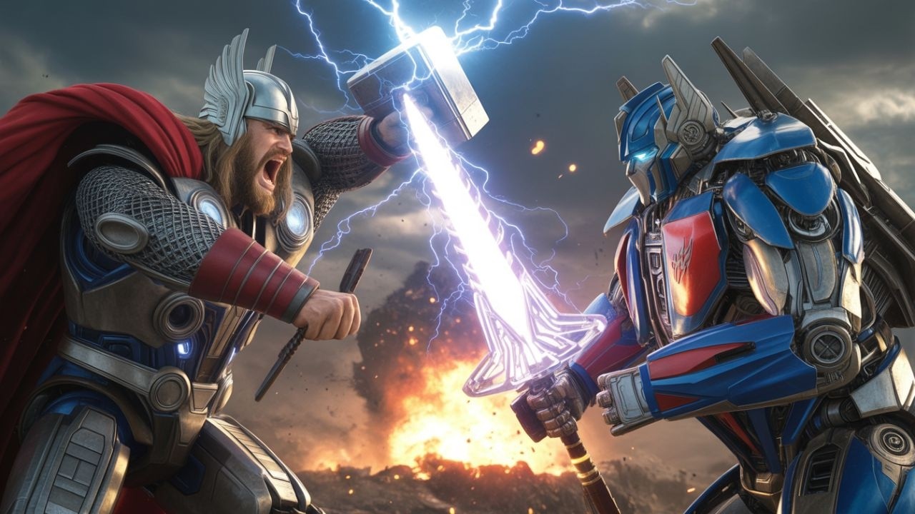 ⚡ OPTIMUS PRIME vs THOR – God of Thunder Meets Autobot Leader! 🔥