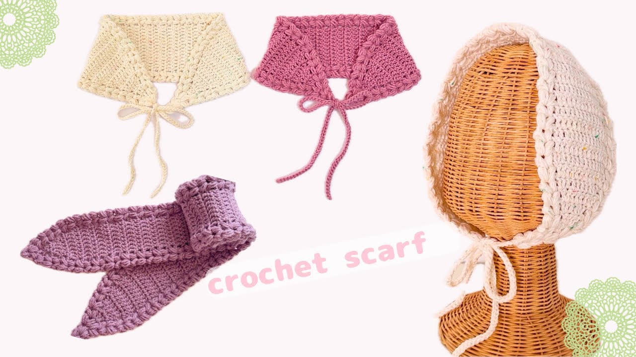 Crocheted scarves, collar-style neck warmers, and hair bands - YouTube