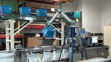 UR 10 Robot Dumping Contents of Totes