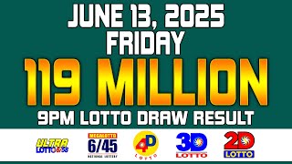 9pm Lotto Result Today June 13, 2025 - Ultra Lotto 6/58, Mega Lotto 6/45