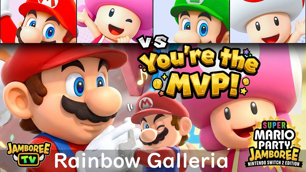Super Mario Party Jamboree TV Mario & Toadette vs Luigi & Toad in Rainbow Galleria