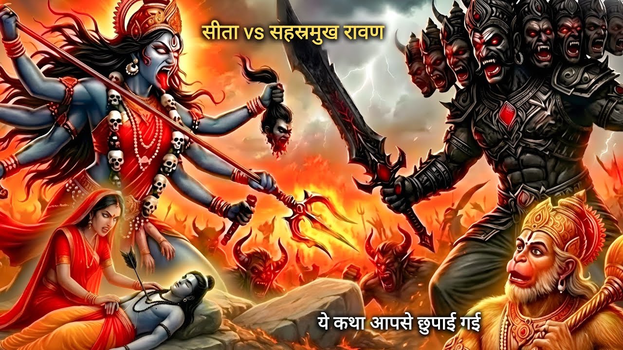 माता सीता का महाकाली स्वरूप और सहस्रमुख रावण का संहार ! | Sita vs Sahastramukh Ravan | #sita #ravan