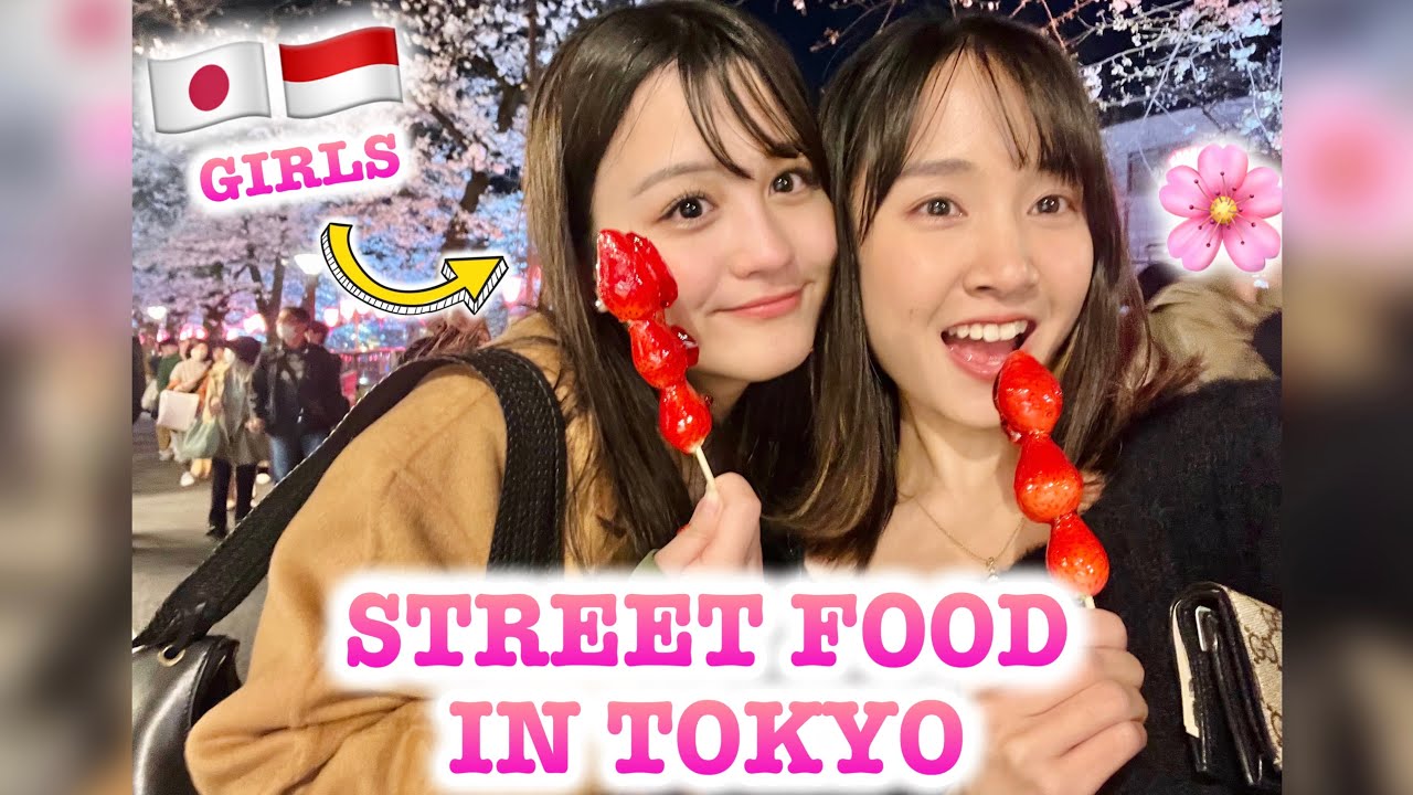 CEWEK MIX JEPANG-INDONESIA MALAM2 LIHAT SAKURA SAMBIL CARI STREET FOOD DI TOKYO!!!🇮🇩🇯🇵🌸
