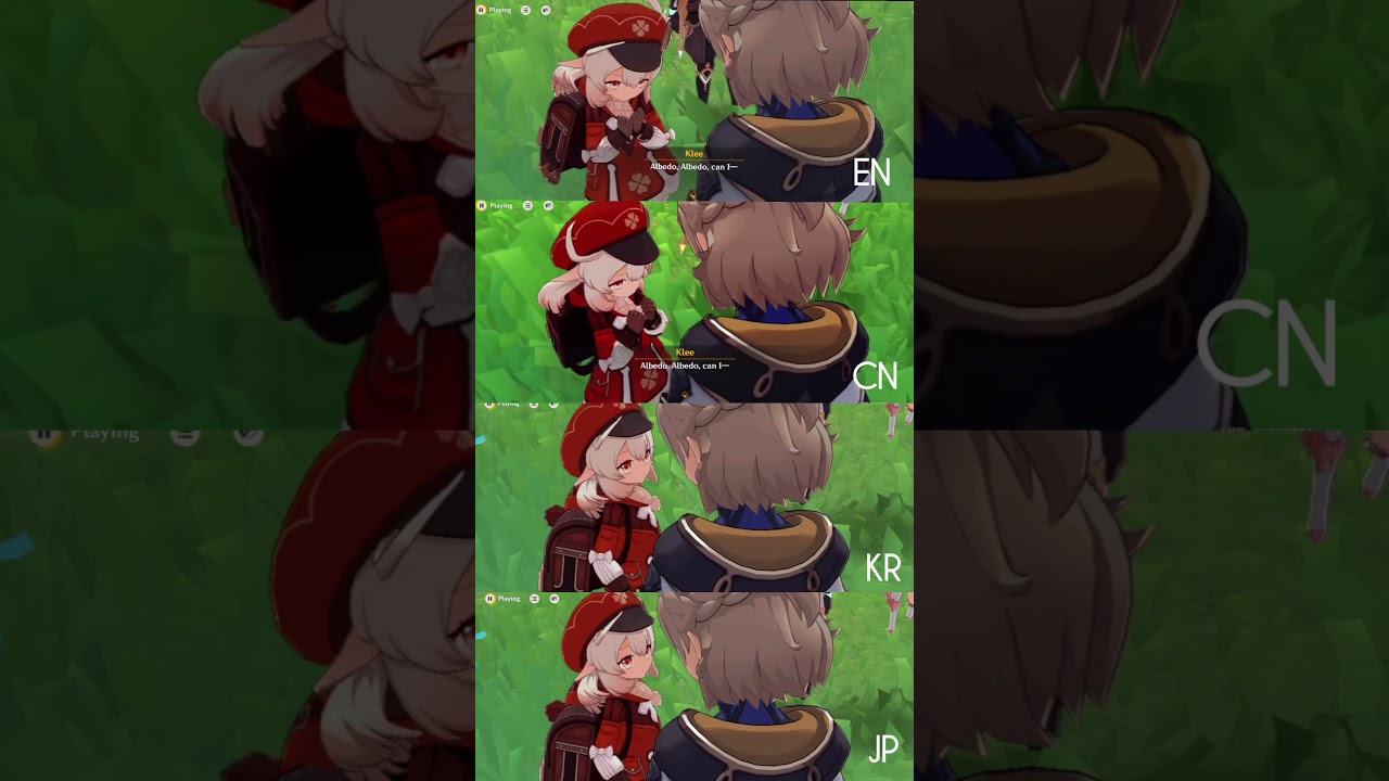 Klee calling Albedo in 4 Languages