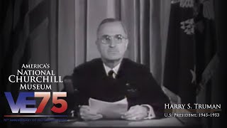 [VE Day 75] President Harry Truman's speech for Victory in Europe Day newsreel 8 May 1945