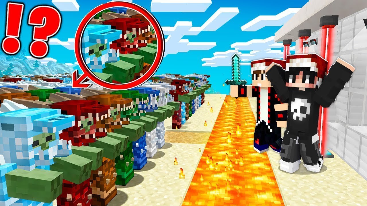 ماين كرافت حماية القرية من زومبي القرش الخارق !!؟