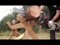 Cutting down a tree in a garden