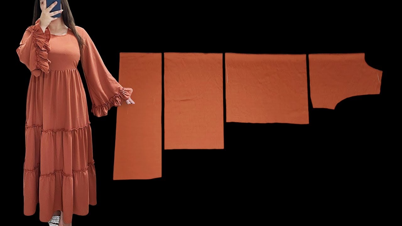 من السهل جداً خياطة فستان ادوار أو تفصيل عباية طبقات روعة 🤎 تفصيل فساتين | فستان طبقات للمحجبات