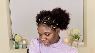2 AFRO PUFFS DRAWSTRING ON NATURAL 4C HAIR WITH EDGES