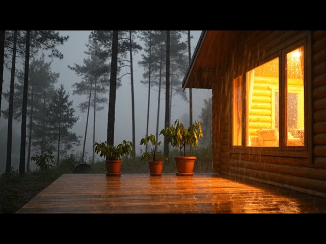 Relaxing Rain Sound in Forest Cabin – Stress Relief and Deep Sleep