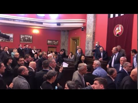 „აგენტების კანონის“ განხილვა, მწვავე დაპირისპირება, ჩხუბი და ურთიერთბრალდებები