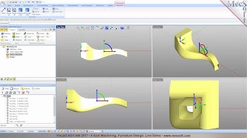 4 Axis Machining, Furniture Design in VisualCAD/CAM 2017