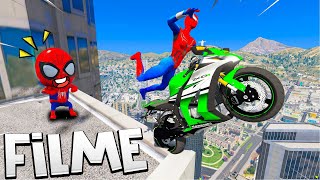 O FILME: HOMEM ARANHA FAZENDO MANOBRA DE MOTO com o SEU FILHO no GTA 5