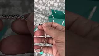 Tiffany Silver Bead Blue Heart Bracelet with a Diamond, 4 mm
