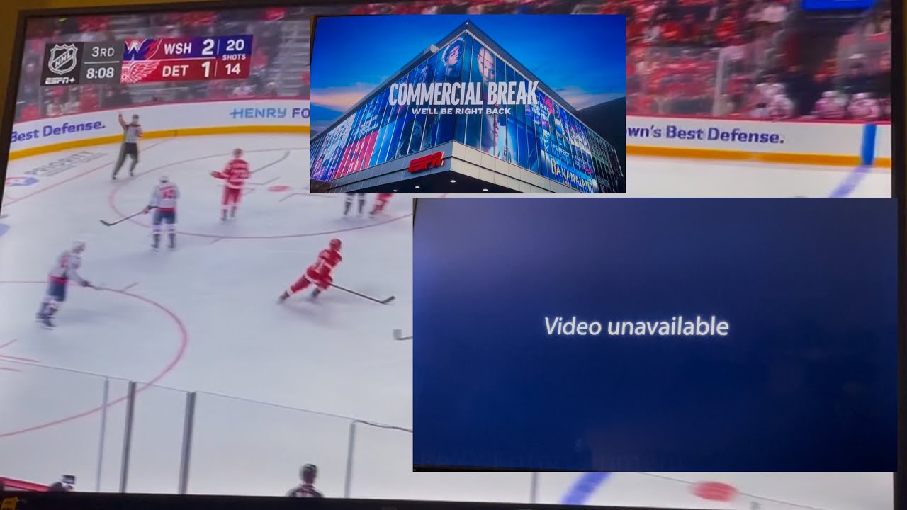 Video Unavailable glitch on Washington Capitals at Detroit Red Wings game on ESPN+ on center Ice￼