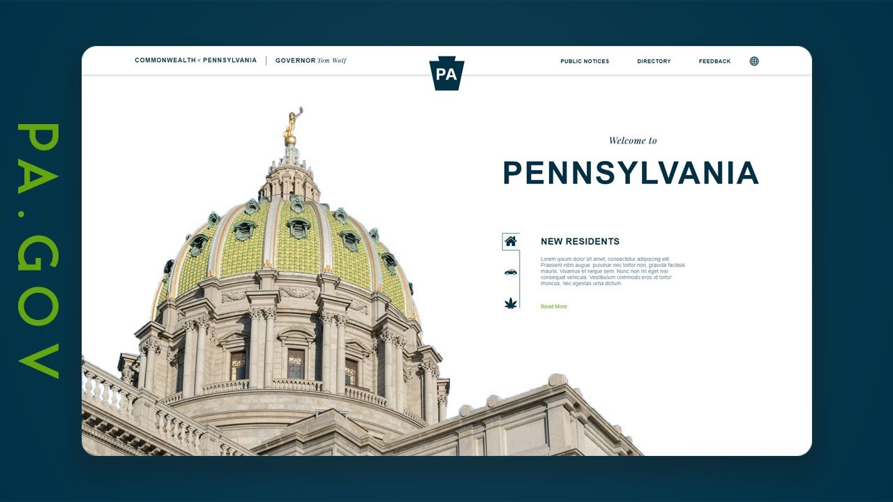 PA.GOV | Pennsylvania Official Site | Redesign Website Design UI Concept